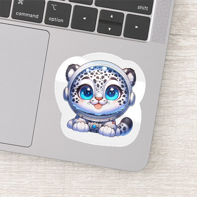 Pegatina Sticker Cute Kawaii Astronaut Snow Leopard   (Detalle)