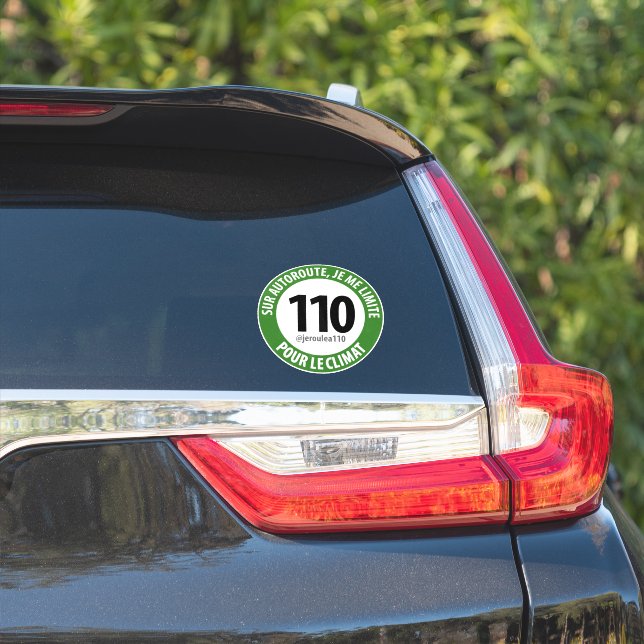 Pegatina Sticker "Je roule à 110 pour le climat" (Lado del coche)