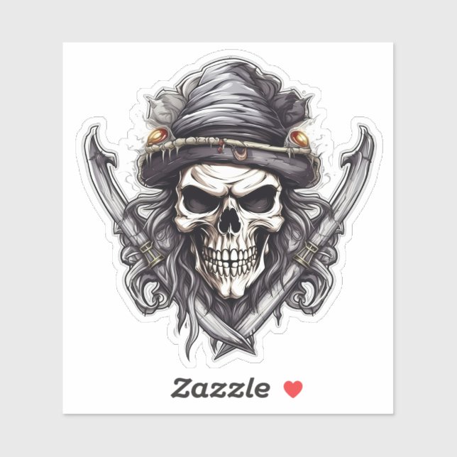 Pegatina Sticker Skull and Crossbones (Hoja)
