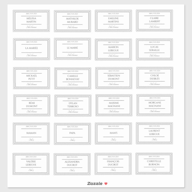 Pegatina Stickers marque place Mariage (Hoja)