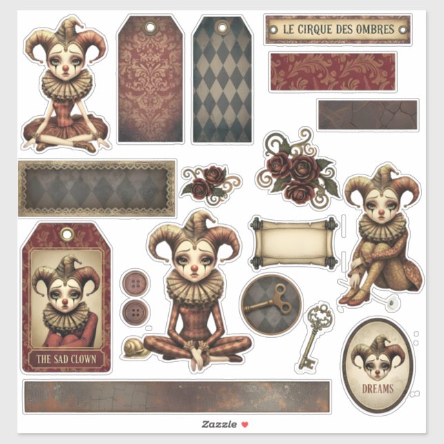 Pegatina Stickers - Melancholy Harlequin (Hoja)