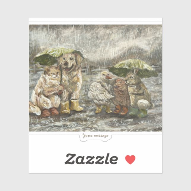 Pegatina Still Together Whimsical Farmhouse Animals Rainy  (Hoja)