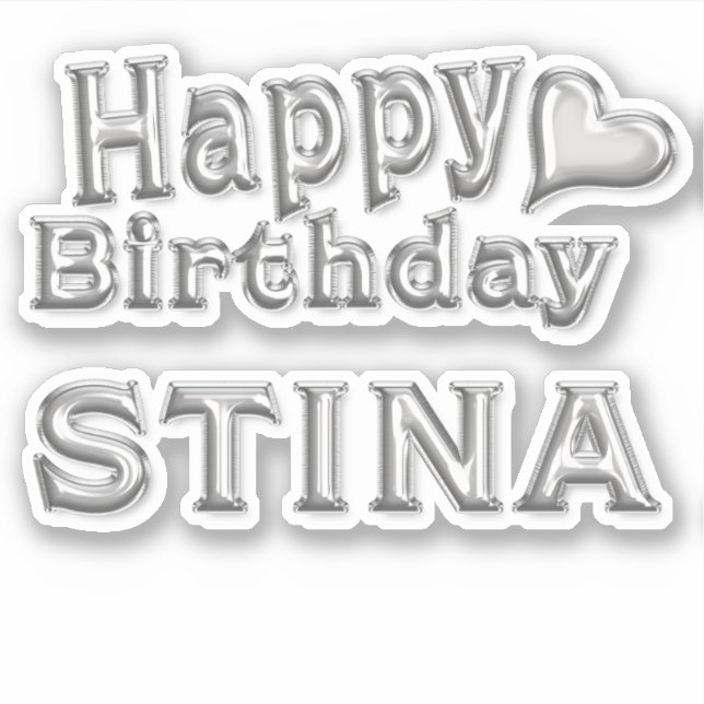 Pegatina Stina Happy Birthday silver Aufkleber Sticker (Anverso)