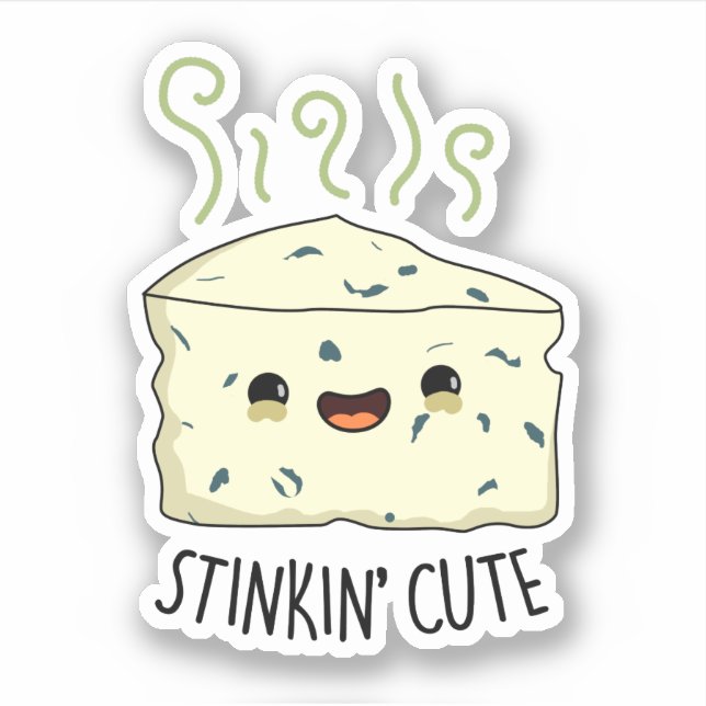 Pegatina Stinkin Cute Funny Cheese Pun (Anverso)