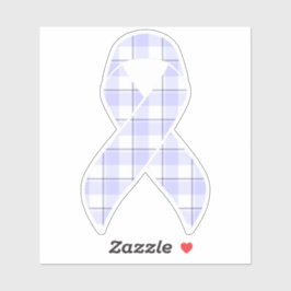 Pegatina Stomach Cancer Awareness Plaid Periwinkle Ribbon