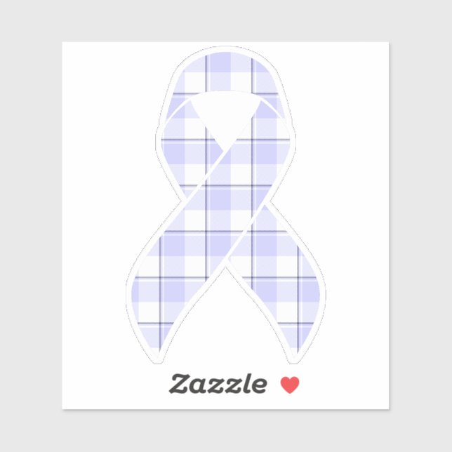 Pegatina Stomach Cancer Awareness Plaid Periwinkle Ribbon (Hoja)