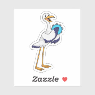 Pegatina Stork como músico con ambourine
