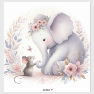 Pegatina Storybook Woodland Babia Elefante Y Ratón