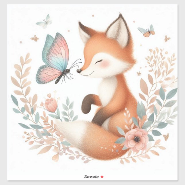 Pegatina Storybook Woodland Babies Fox Y Butterfly (Hoja)