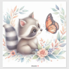 Pegatina Storybook Woodland Babies Raccoon Y Butfly