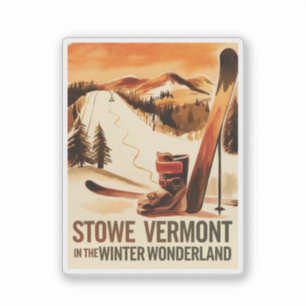 Pegatina Stowe Vermont en el invernal de las maravillas