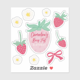 Pegatina Strawberry Berry First Birthday Stickers