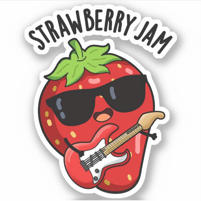 Pegatina Strawberry Jam Funny Fruit Pun (Anverso)