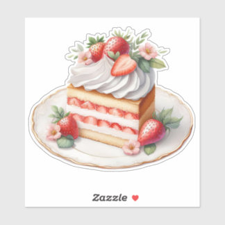 Pegatina Strawberry Layer Cake Sticker | Cute Dessert 