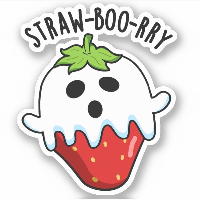 Pegatina Strawberry Pun divertida de paja (Anverso)
