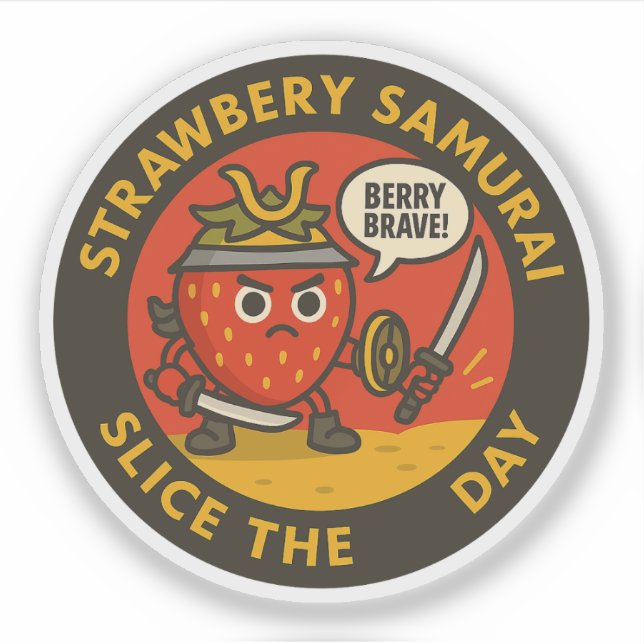Pegatina Strawberry Samurai Slice The Day  (Anverso)