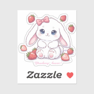 Pegatina Strawberry Wonderland Bunny - Anime Style Kawaii 