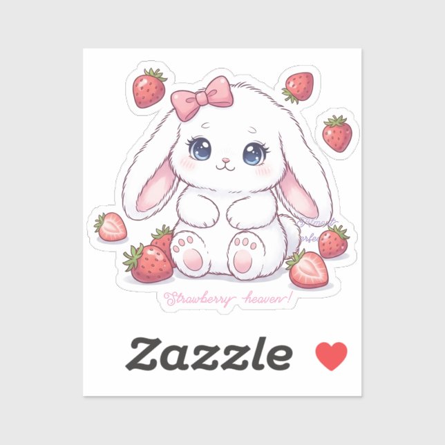 Pegatina Strawberry Wonderland Bunny - Anime Style Kawaii  (Hoja)
