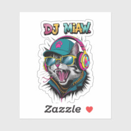 Pegatina Street Cat DJ Attitude – Arte de Ropa Callejera Au