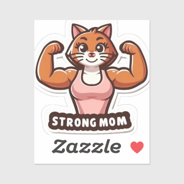 Pegatina Strong Gym Cat Mom Sticker (Hoja)