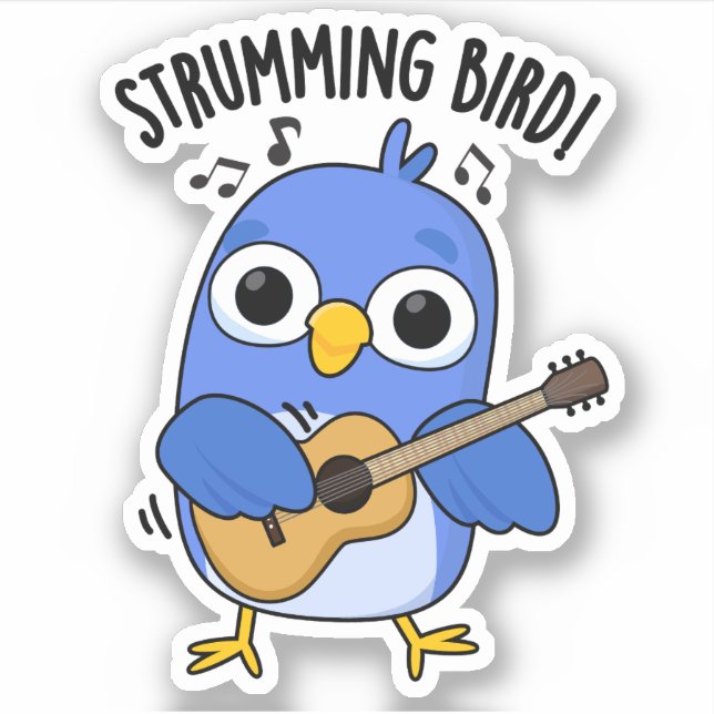 Pegatina Strumming Bird Funny Animal Pun (Anverso)