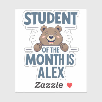 Pegatina "Student of the Month" personalized bear sticker