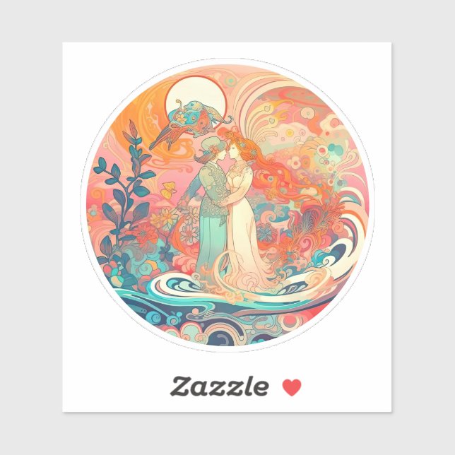 Pegatina Su amor, su camino (Hoja)