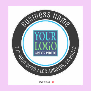 Pegatina Su logotipo, nombre comercial, dirección, negro