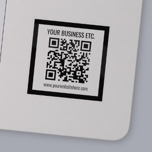 Pegatina Su nombre comercial y código QR editable son trans