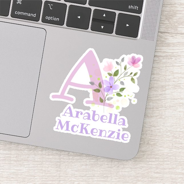 Pegatina Su nombre con diseño floral (Detalle)