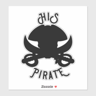 Pegatina Su pirata Black Crossbone Skull & Sword