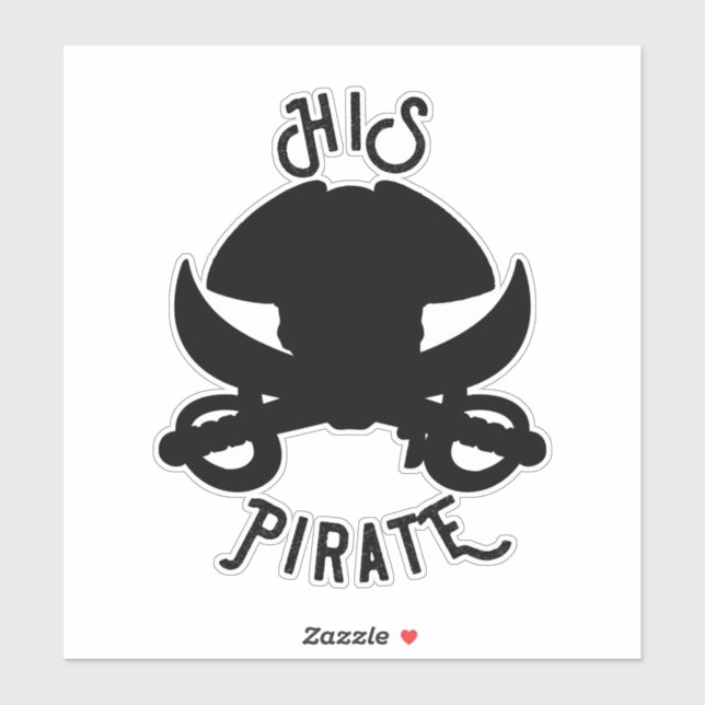 Pegatina Su pirata Black Crossbone Skull & Sword (Hoja)
