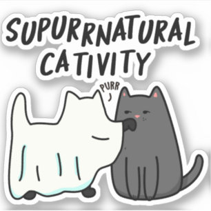 Pegatina Su-purr-natural Catividad Funny Cat Pun