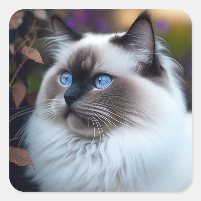 Pegatina suave y fluffy Ragdoll Cat (Anverso)