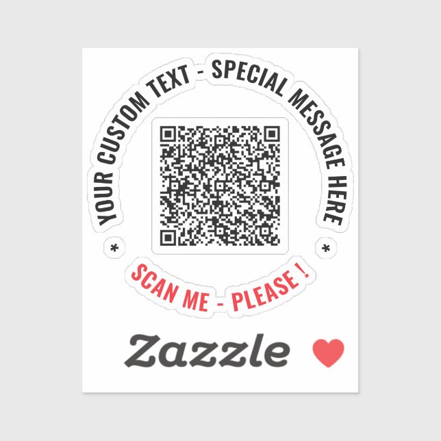 Pegatina Sube tu código QR Sticker Agregar texto personaliz (Hoja)