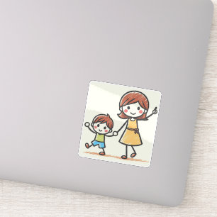 Pegatina Subir regalo personalizado de arte de niño para pa