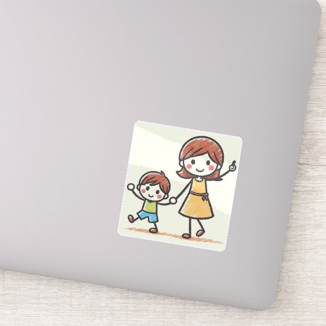 Pegatina Subir regalo personalizado de arte de niño para pa (Detalle)