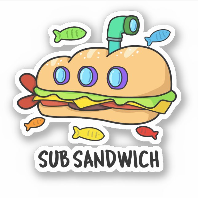 Pegatina Subsandwich Funny Food Pun (Anverso)