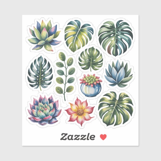 Pegatina Succulent Garden Watercolor (Hoja)