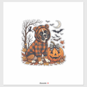 Pegatina Sudadera con capucha de cuadros para perro boxer,