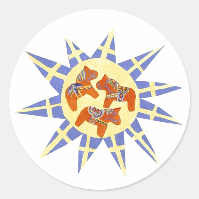Pegatina sueco de caballos de Dala (Anverso)