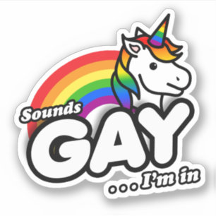 Pegatina Suena Gay Estoy Dentro - Arcoíris de Unicornio Ado