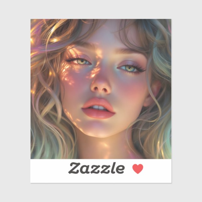 Pegatina Sueño de la hora dorada - Retrato angélico radiant (Hoja)