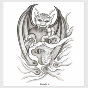 Pegatina Sueño de medianoche - demonios al estilo tatuaje
