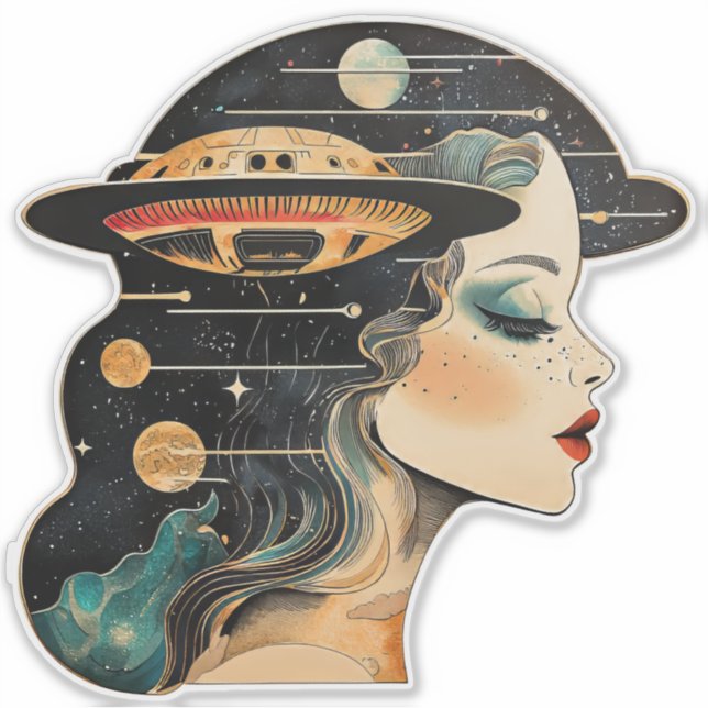 Pegatina Sueños de UFO UAP (Anverso)