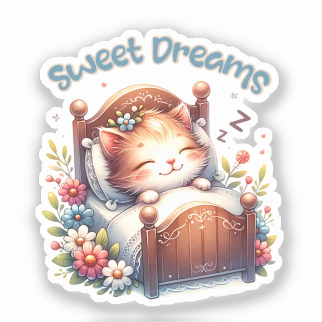 Pegatina Sueños dulces y dulces de gatito dormido Decoració (Anverso)