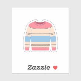 Pegatina Suéter de cuello de cremallera a rayas