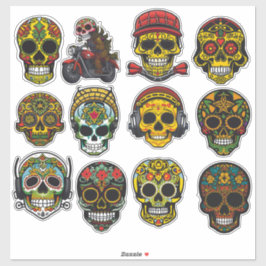 Pegatina Sugar Skull Art 12 Piece Paquete de cosecha