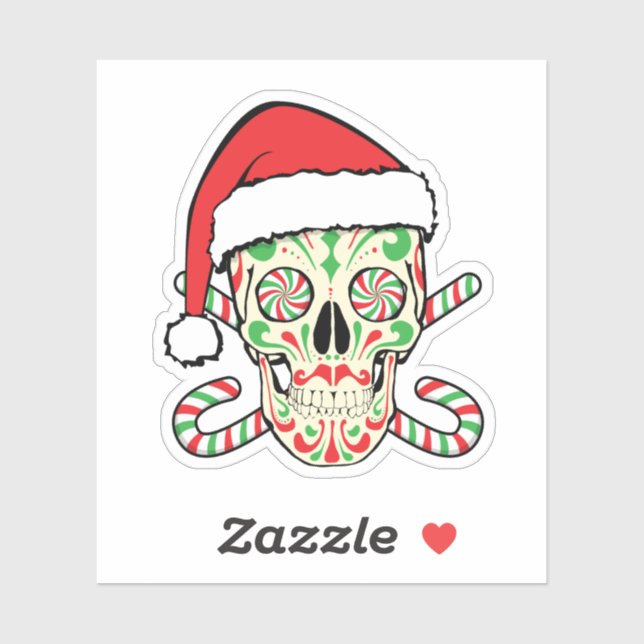 Pegatina Sugar Skull Santa (Hoja)