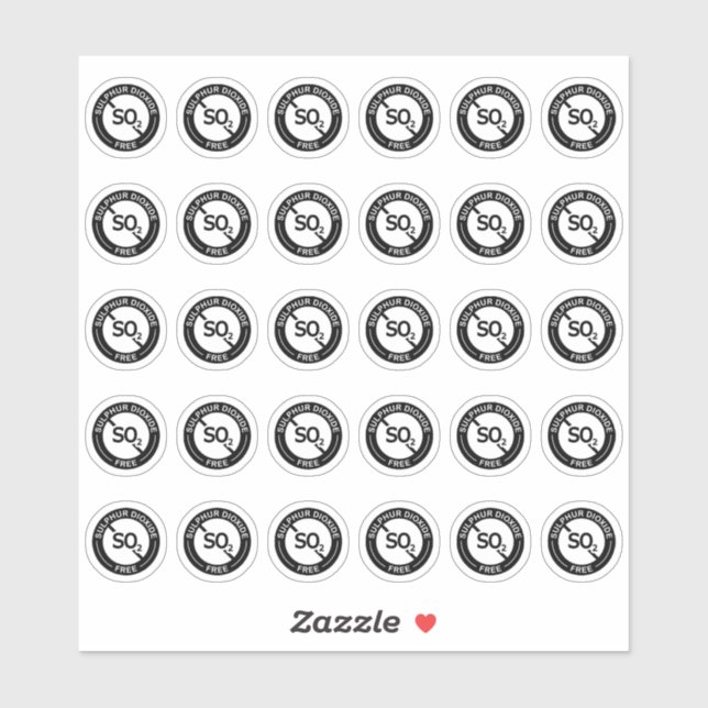 Pegatina Sulphur Dioxide Free Mini Food Allergy Food Safety (Hoja)